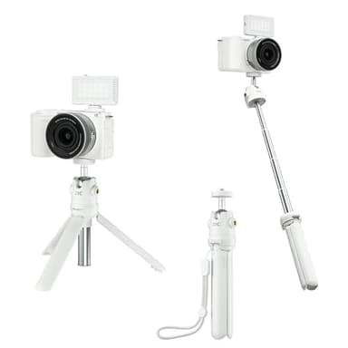 JJC 2 in 1 Extendable Mini Vlogging Tripod & Selfie Stick for Sony ZV-E10 II ZVE10 ZV-1F ZV1F ZV-1 II ZV1 RX100 VII A6100 A6400, Canon PowerShot V1 SX740 HS G7X Mark III II EOS R100 R50 R10 & More