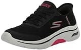 Skechers Women's Go Walk Arch Fit 2.0 Valencia Hands Free Slip-Ins Sneaker, Black/Hot Pink, 10.5