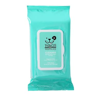 Wags & Wiggles Hypoallergenic Dog Wipes for Sensitive Skin, Fragrance Free Waterless Cleansing Towelettes for Paws Face Body & Rear, No SLS DEA Parabens, 100 Count