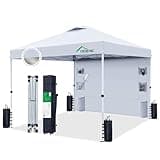 Acepic 10x10 Pop Up Canopy Tent with Pocket Sidewall, Instant Easy Setup Sun Shelter with Vented Roof, Carrying Wheel Bag, 8 Stakes & 4 Sandbags, Outdoor Shade for Beach, Camping, Patio