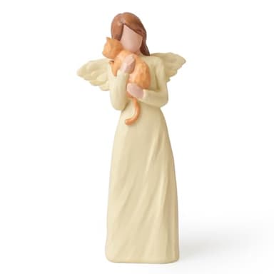NANAOUS Orange Cat Angel Figurines, Cat Memorial Gifts for Loss, Guardian Angels Statue Sympathy Remembrance Gift for Women Lovers, Hand-Painted Collectible for Home Office Desk Decor