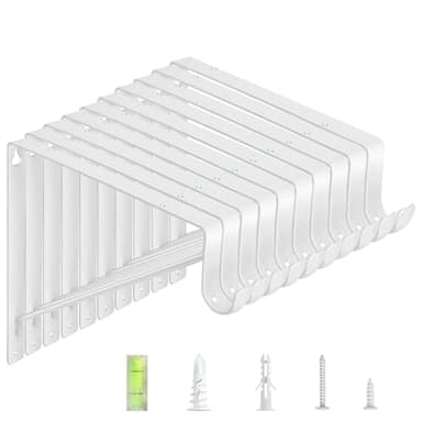 10-Pack Closet Rod Bracket, 10.8x10.8Inch Closet Shelf Brackets Heavy Duty Wall Mounted, Matte White Steel Closet Rod Support Brackets Holder, 300 Lbs Load Capacity with Anchors Screws