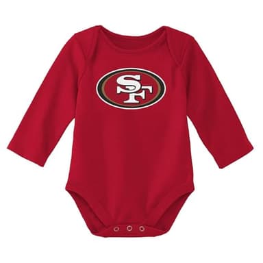 Outerstuff NFL Newborn & Infants 0-24 Months Official Primary Logo Long Sleeve Creeper Bodysuit Romper (San Francisco 49ers - Red, 0/3 Months)
