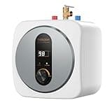 Fisoceny Under Sink Instant Water Heaters 2.5 Gallon Water Heater Mini Tank 110V,120V Digital Display RV Small Hot Water Heater with Release Vavle 1/2 "NPT Wall or Floor Mounted