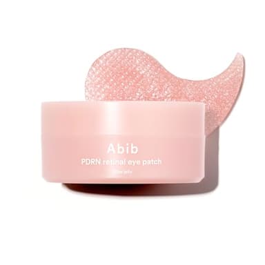 Abib PDRN Retinal Eye Patches for Rejuvenating & Puffy Eyes with Glow Jelly, Niacinamide, 60 Count, Korean Skin Care