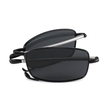 VEQINIKA Foldable Sunglasses for Men Women Polarized Folding Sunglasses Spring Hinge UV Blocking (Black)