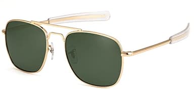 IOHLNG Mens Aviator Sunglasses 55mm Polarized Military Pilot Shades, Gold, Size Medium