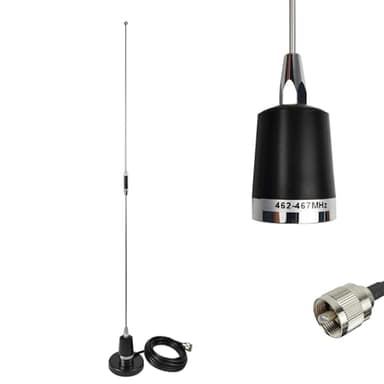 GMRS Mobile Antenna Kit 462-467MHz with NMO Magnetic Base Mount 13ft RG58 Cable PL259 Connector Adaptor Long Range UHF Antenna for Truck Car Pickup Vehicle