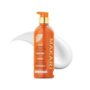 MAKARI Extreme Active Intense Carrot & Argan Oil Body Milk (16.8 oz) | Helps Unify and Illuminate | Tone-Enhancing Body Lotion with Vitamins E & C | Supports a More Even-Looking Complexion