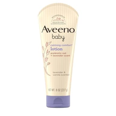 Aveeno Baby Calming Comfort Moisturizing Body Lotion with Relaxing Lavender & Vanilla Scents, Non-Greasy Baby Lotion, Natural Oatmeal & Dimethicone, Paraben- & Phthalate-Free, 8 fl. oz
