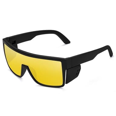 BINGKING Night Vision Driving Safety Glasses Safety HD Polarized Sunglasses for Men and Women UV400 Protection and Includes Removable Side Shields,ANSI Z87 (Matte Yellow)