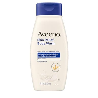Aveeno Skin Relief Body Wash, Fragrance-Free with Triple Oat complex, Gentle Daily Cleanser for Sensitive Skin Leaves Itchy, Dry Skin Feeling Soothed & Moisturized, Soap-Free, 18 fl. oz
