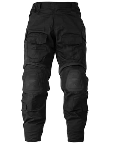 MERJAZ Men’s Tactical Pants with Knee Pads Waterproof G3 Combat Pants Camo Cargo Pants with 10 Pockets No Belt Black 34