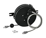Alert Professional Grade Retractable CAT6 Cord Reel, 20' UL/CSA Listed Cable, Black, Indoor, Industrial, Manual, Wall/Ceiling Mount