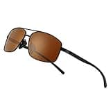 SUNGAIT Ultra Lightweight Rectangular Polarized Sunglasses UV400 Protection (Black Frame Brown Lens, 62) Metal Frame SGT458 HEKC