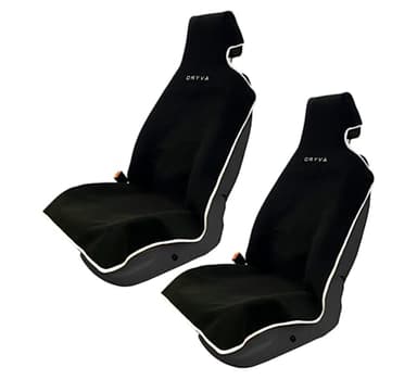 DryvaSeat - Premium Microfiber Towel Car Seat Cover - Waterproof & Sweatproof - Universal Fit, Machine Washable, Non-Slip - Seat Protector for Car, Truck, SUV, Van (Black, 2 Pack)