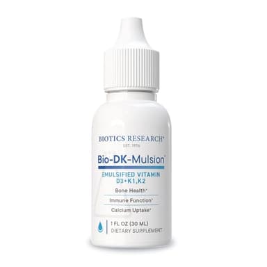 Biotics Research Bio-DK-Mulsion™–Emulsified Liquid Vitamin D and K, D3 Drops 125 mcg & Vitamin K (K1, K2) 300 mcg MK-7–Supports Stronger Bones, Musculoskeletal Strength, Healthy Heart & BMI 1 fl oz