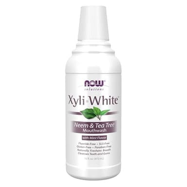 NOW Solutions, Xyliwhite™ Mouthwash, Neem and Tea Tree Flavor, Naturally Freshens Breath, Cleanses Teeth and Gums, 16-Ounce