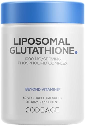 Codeage Liposomal Glutathione 1000 mg Supplement, High-Potency Reduced L-Glutathione - Liposomal Delivery - Phospholipids - Non-GMO, Gluten-Free - 60 Capsules