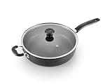 T-Fal Specialty Nonstick Saute Pan with Glass Lid 5 Quart, Oven Broiler Safe 350F, Cookware, Deep Frying Pan with Handle, Skillet, Kitchen, Pots and Pans, Dishwasher Safe, Black