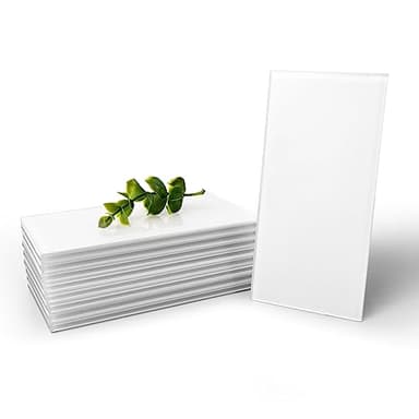 Art3d 4 Sq Ft Glass Backsplash Tiles, 32-Piece Glass Peel and Stick for Kitchen or Bathroom, 3" x 6" Subway White Backsplash Tiles