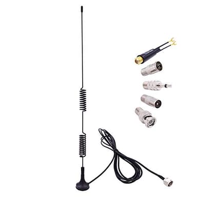 Fancasee Universal FM Antenna Magnetic Base 75 Ohm Screw F Male Plug with PAL BNC 3.5mm & 75 to 300 Ohm Adapter Connector Coax Coaxial Cable FM Radio Antenna for AV Home Stereo Receiver Indoor