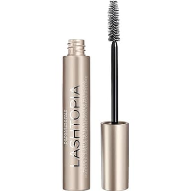 bareMinerals Lashtopia Mega Volume Mineral-Based Black Mascara, 10X More Volume, Whipped Mousse-Like Formula, Fanned-Out Fullness, Nourishes & Conditions Lashes, Clump- & Flake-Resistant, Vegan