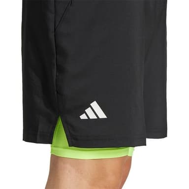 adidas Club 2-in-1 Men's Tennis Shorts – Black/Lucid Lemon, Size Medium – Breathable Athletic Fit with Inner Compression Layer