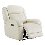 Watson & Whitely Genuine Leather Power Recliner Chairs for Adults, Wall Hugger RV Recliner with Power Headrest & Charging Ports, Electric Recliner Sofa Chair for Living Room, Cream