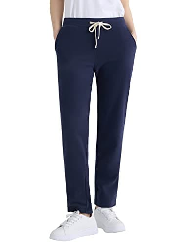 Weintee Women's Cotton Sweatpants with Pockets Petite M Navy