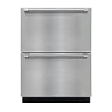 BRAMA Undercounter Drawer Refrigerator Freezer Built-In or Freestanding Indoor or Outdoor Use, Stainless Steel 4.9 Cu.Ft. Beverage Fridge, 24-Inch, Metallic