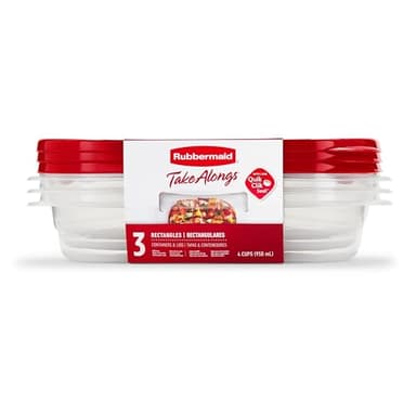 Rubbermaid 7f55retchil Takealongs Food Storage Rectangle Containers, 4 Cup Capacity