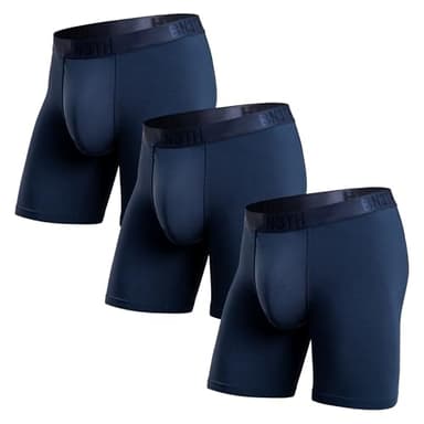 BN3TH Men's Classic Icon Boxer Briefs with 3-D Pouch - Breathable, Anti-Chafing, Ultra-soft, Sustainable, Premium Athletic Underwear, No-Roll Waistband, 3 pk, 6.5" inseam (Navy, Medium)