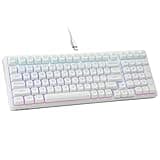 HUO JI E-Yooso Creamy Mechanical Keyboard Wired, Hot Swappable, Pre-lubed Linear Switches, Gasket Structure with Sound Dampening Foam, RGB Backlit, 99 Keys Custom Gaming Keyboard for PC/Mac,White