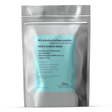 Talsen Chemicals Pure Marine Collagen Powder, DIY Marine Collagen Peptides Powder for Hair, Skin Elasticity and Hydration Cosmetic Grade, (8 Ounce / 226 Gram)