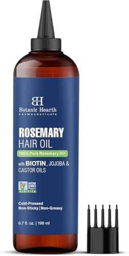 Botanic Hearth Hair Oil for Hair Growth | Rosemary Oil for Hair Growth with Biotin, Castor & Jojoba | Scalp Oil & Dry Scalp Treatment | Color Safe | All Hair Types | 6.7 Fl Oz
