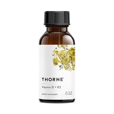 THORNE - Vitamin D + K2 Liquid with a Metered Dispenser - Vitamins D3 & K2 to Support Healthy Bones & Muscles* - 1 Fl Oz (30 ml) - 600 Servings