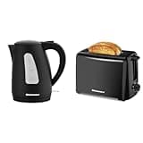Elite Gourmet EKT8690 1.7L Electric Tea Kettle 1500W Hot Water Heater Boiler BPA-Free, Fast Boil & ECT1027B Cool Touch Toaster with 6 Temperature Settings & Extra Wide 1.25" Slots