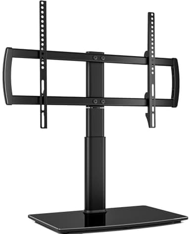 Universal Swivel TV Stand/Base Table Top TV Stand 32 to 65 inch TVs 80 Degree Swivel, 4 Level Height Adjustable, Heavy Duty Tempered Glass Base, Holds up to 88lbs Screens, HT04B-002