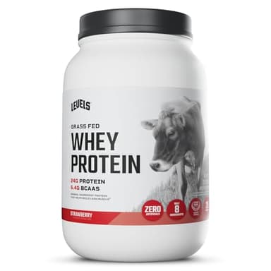 Levels Grass Fed Whey Protein Powder, No Artificials, 24G of Protein, Strawberry, 2LB