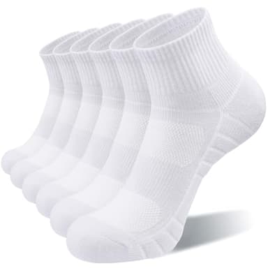 Lapulas Athletic Quarter Socks for Men Women, Cotton Mesh, Cushioned Arch Support, Non-Slip Running Ankle Design, 6 Pack