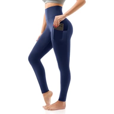 SINOPHANT High Waisted Leggings with Pockets Women, Full Length Capri Buttery Soft Stretchy Yoga Pants(Full Navy,S-M)