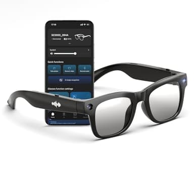 Hugur AI Smart Glasses 4K HD Camera, BT Call, 800W Anti-Shake Camera Glasses with Video Recording Dual Mic, Simultaneous Interpretation/GPT Identify Objects, Photochromic Lens