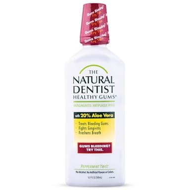 The Natural Dentist Healthy Gums Antigingivitis/Antiplaque Rinse, Adults 12 & Up, Gingivitis Mouthwash, Bleeding Gums Treatment, Safe for Chemotherapy Patients, Aloe Vera, Alcohol-free, 16.9 fl oz
