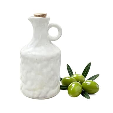 Ceramic Olive Oil Dispenser with Cork Stopper, 13.5 Oz Hand - crafted Reactive Glaze Texture Oil Pot, Leak - Proof Small Hole Spout for Kitchen, Ideal for Vinegar, Wine, Soy Sauce, Lemon Juice