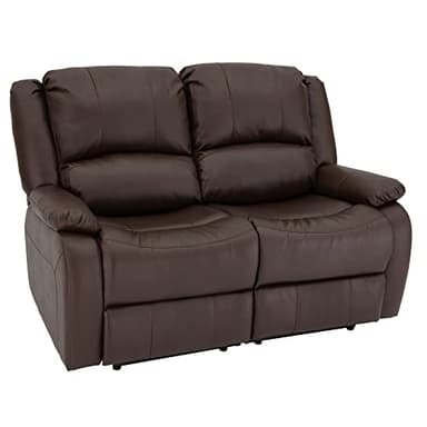 RecPro Charles Collection Recliner RV Sofa with Console and Cupholders | Zero Wall Loveseat for Camper | Wall Hugger Couch (Mahogany, 58")