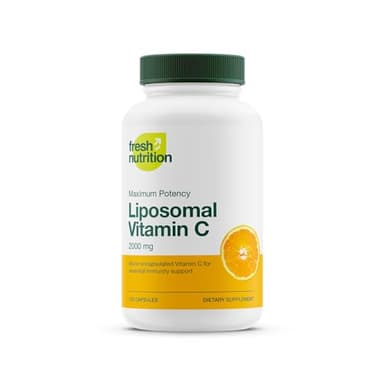 Fresh Nutrition Liposomal Vitamin C - 2000mg DNA Verified & Potent VIT C (from ascorbic acid)– Swallow or Pour Powder into a Drink, All Natural Vegan Friendly, Non-GMO, Gluten-Free, Dairy-Free