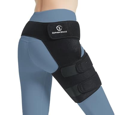 Hip Brace Thigh Compression Sleeve for Sciatica Pain Relief, Stabilizing Adjustable Groin Compression Wrap for Sciatic Nerve Pain, Hip Flexor Strain, Hamstring Pull, Joint Stabilizer (Black Right)