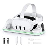 NexiGo Charging Dock (Gen 4) for Meta Quest 3, VR Charging Station with LED Light [On/Off] for Oculus Quest 3, Charger Display Stand with 2 Rechargeable Batteries, USB-C Cable, White