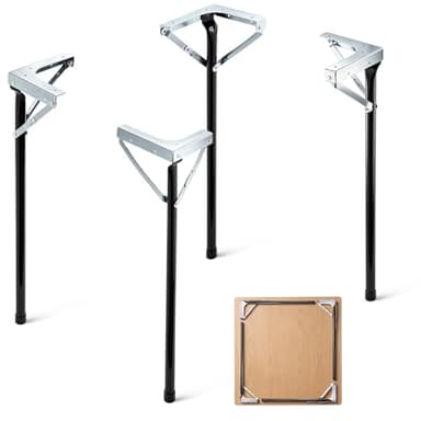 Tandefio Set of 4 Folding Table Legs, 29 Inch Heavy Duty Metal Foldable Table Legs with Mounting Screws and Floor Protectors for Picnic, Game, Garage, Domino, Snack Desk DIY Replacement, Black